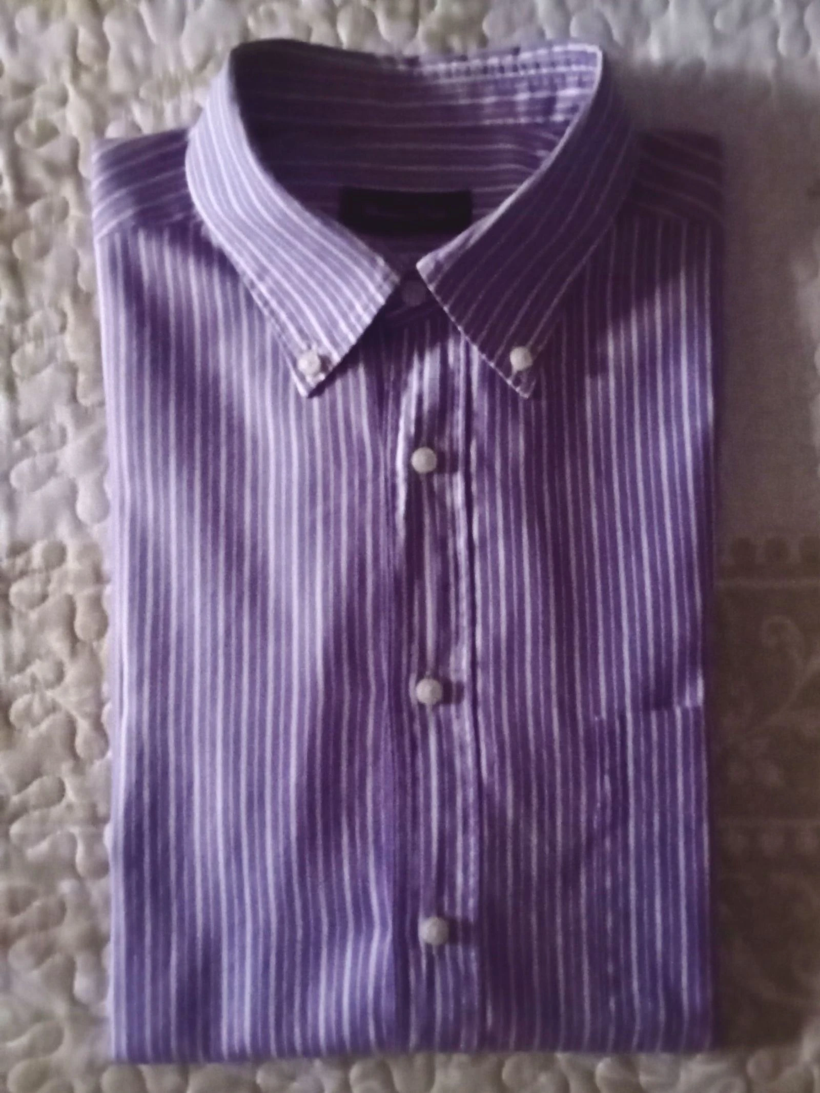 Camisa masculina de listras brancas e lilás Massimo Dutti tamanho XL como nova em perfeito estado – photo 3